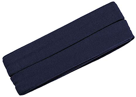 Zierstoff einfach nähen Unifarbenes Schrägband, Jersey, vorgefalzt, 20 mm breit - 2 Packungen á 3 Meter, Marine