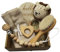 Baby Erstausstattung Geschenkset - Babyparty - 6 teiliges set mit handgemachter Rassel, echte Ziegenhaarbürste, Spucktuch, Holzherz, Schnullerkette, Hello World - Unisex