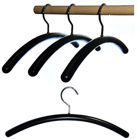 Hagspiel Kleiderbügel aus Holz, 10 St. Designerbügel rund, Garderobenbügel schwarz, vernickelter Haken