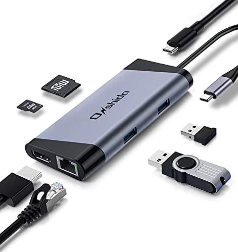 Adaptateur USB C, Onshida Hub Docking Station 7 en 1 vers HDMI 4K, Ethernet RJ45, Type C PD 100W, 2 x USB 3.0 et Lecteur de Carte SD/TF, Compatible avec MacBook Dell XPS iPad Pro Tablette Type-C