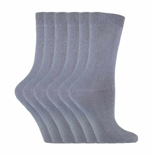 Sock Snob - 6 Pairs of Ladies Thin Plain Coloured Cotton Rich Ankle Socks 4-7 uk