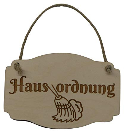 Türschild Hausordnung Vintage Holz Holzschild Deko Hanfkordel Kordel Schild