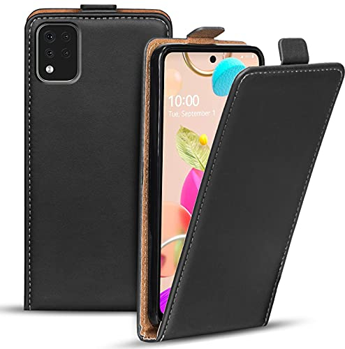 Verco Flip Cover für LG K42 Case, Flipstyle Schutzhülle für LG K42 Hülle Kunstleder Tasche vertikal klappbare Handyhülle, Schwarz