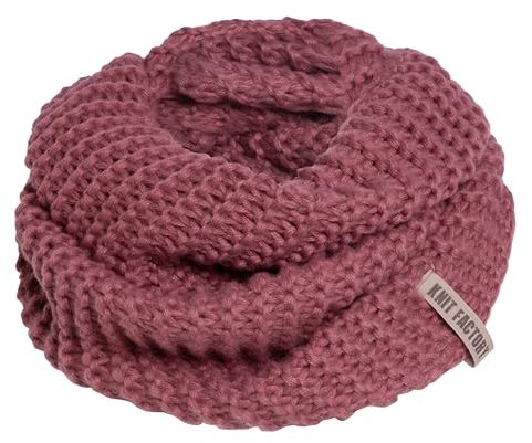 KNIT FACTORY - Alex Loop Schal - Schlauchschal - Winterschal - Rundschal - Herrenschal - Damenschal - Wollschal - Grob gestrickten Rippenmuster - Für Damen und Herren - Stone Red - Rot