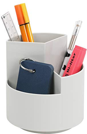 Porte-Crayons Multifonctionnel Pot à Crayons en Plastique Porte-stylo Tournant Boîte de Rangement Ronde Rangement des Pinceaux de Maquillage Fournitures de Bureau pour Ecole Maison