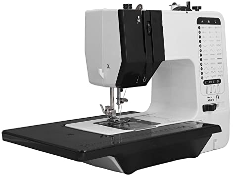 Nähmaschine, Elektrische Nähmaschine 38 Stiche Rostfreier Eisenverstärkter Anfang und Ende mit Messerzylinder zum Säumen von Kleidung für Näh-Einsteiger & Anfänger (weiß)