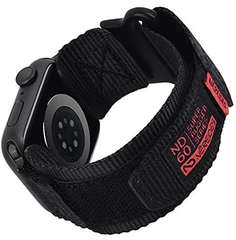 Nereides Compatible with Apple Watch Straps Series 10 9 8 7 6 5 4 3 2 1 SE SE2, Nylon Sport Replacement Band for iWatch Strap 42mm 41mm 40mm 38mm (Black)