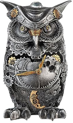 GILDE Skulptur Steampunk Owl Kunstharz silberfarben 37044
