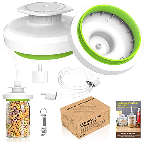 Mason Jar Vacuum Sealer, Jar Sealer and Accessory Hose for Foodsaver, Food Storage Vacuum Sealer Jar Attachment Kit with Lid Opener for Wide-Mouth & Regular-Mouth Mason Jar