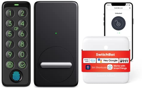 SwitchBot WiFi Smart Lock con Teclado táctil, Cerradura Inteligente con módulo WiFi, Cerradura de Puerta de Entrada de Huellas Dactilares para la Puerta Principal, Cerrojo electrónico Inteligente