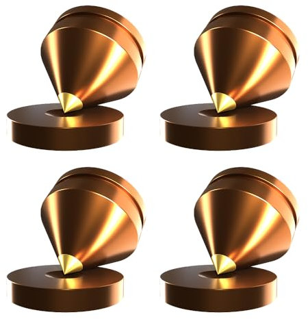 Xirhhur 4Pcs Speaker Spikes Floor Protectors Shockproof Speaker Isolation Spikes with Base Pad for Speaker,Subwoofer,Amplifier,Turntable,Recorder CD DAC with 3m Adhesive (Gold)