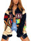 Tomwell Damen Bomberjacke College Oversized Patchwork Bedruckte Jacke 90S Vintage Racing Jacke Sweat Jacket Baseball Mantel W6 Schwarz M