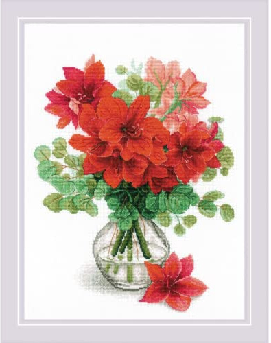 Riolis Auslaufmodell Kreuzstich Set Amaryllis, Zählmuster, 30x40cm