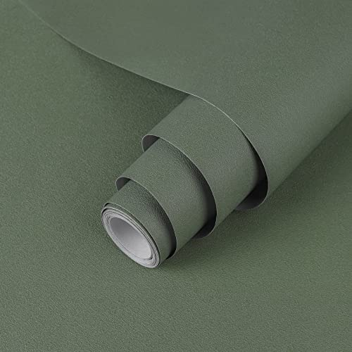 Hode Papier Adhesif pour Meuble Vert Foncé Mat 60X600cm, Film Autocollant Meuble Décoratif, Papier Peint Adhesif Mural, Rouleau Vinyle Autocollant Impermeable pour Cuisine Tables Armoires