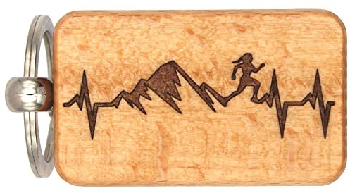 dekolaser24 - Schlüsselanhänger Trailrunning EKG Frau Geschenkidee für Frauen Läufer & Trailbegeisterte Weihnachten Geburtstag