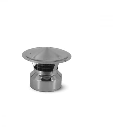 Edelstahlschornstein Regenhaube mit Funkenschutz I Zubehör für Kamin und Ofen I ø 130 mm I Regen und Windschutz I Optimale doppelwandige Isolierung I Oskar