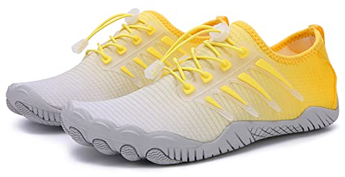 AONETIGER Badeschuhe Herren Wasserschuhe Damen Strandschuhe Sommer Atmungsaktiv Barfußschuhe rutschfeste Schwimmschuhe Surfschuhe Aquaschuhe Fitnessschuhe(Gelb,39EU)