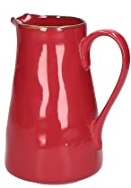 Rose & Tulipani, Brocca Piccola di Color Corallo in Ceramica con Bordo Dorato, Linea Concerto, Capienza 0,6 L
