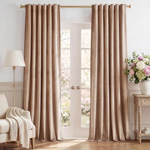 StangH Extra Long Curtains 120 inches, Blush Beige Room Darkening Window Covering for Living Room/Dining Room/Laundry, Nursery Girls Bedroom Decors, W52 x L120, 2 Panels