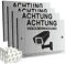 4 Stücke Schild Videoüberwachung Privatgrundstück mit DSGVO Hinweis, 20x12cm Achtung VideoüBerwachung Schild, für ÜBerwachungskamera Oder Kamera Attrappe Innen AußEn(Aluminiumverbund)