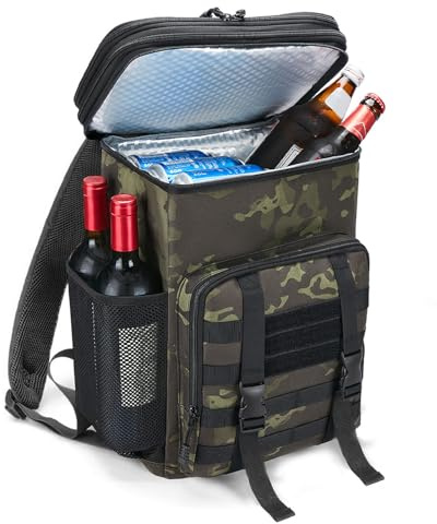 HSHRISH Cool Bag Backpack, Double Layer Insulated Large Tactical Cooler Backpack for Men Adults Waterproof Leakproof Durable picnic cool bag for Men Work Hiking Travel Camping Picnic, 30L
