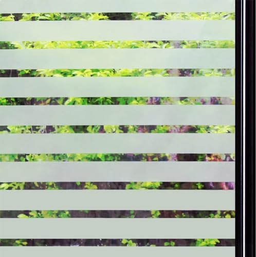 Qualsen Fensterfolie Selbsthaftend Blickdicht Sichtschutzfolie Fenster Milchglasfolie Klebefolie Fenster Fensterfolie Sichtschutz Folie Anti-UV (30 x 300 cm, Fensterfolie Streifen)