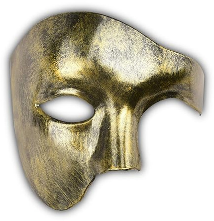 LKITMIUT Mens Half Face Mask Halloween Costume Mardi Gras Costume (Antique Gold)