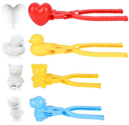 Carastek Schneeballzange, Schneeball Maker Spielzeug, Schneeball Former Winter Schneeball Maker Schneeball Clip für Kinder im Freien Spielen Schnee/Sand, 2 Große und 2 Kleine