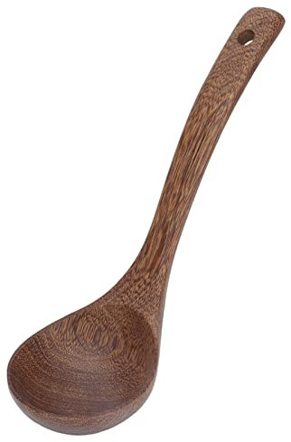 MISNODE Wooden Soup Spoon Wenge Cooking Utensil Round Hanging Hole for Tea Coffee Dessert Sugar Salad Wooden Spoons for Soup, Coffee, Salad Desserts, Chips, Snacks, Cereal,(Curved Handle Small Spoon)