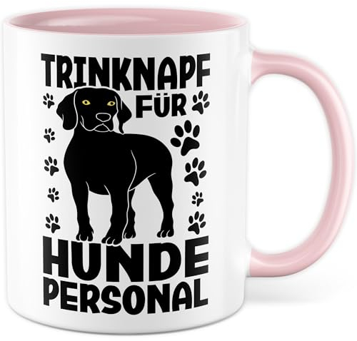 Tasse Hund Geschenk Trinknapf für Hunde Personal, Kaffeetasse Kaffeetasse Hunde Hundeliebhaber Hundemama Geschenkidee Hundepapa Herrchen Geschenke für Frauen Welpe Kaffee-Becher (Weiß/Rosa)