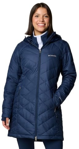 Columbia Chaqueta Larga y Acolchada con Capucha para Mujer, Heavenly