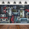 Wand des Radios Boombox Fotografie Hintergrund Nostalgischer altmodischer Verstärker Musik Antik oder Bass Lautsprecherhintergrund 210cmx150cm