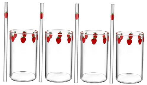 Zerodeko 4 Ensembles Verre De Fraise Joli Gobelet Tasses à Café Isolées Gobelet à La Fraise Gobelet Anti-éclaboussures Pour Tout-petits Tasse à Café Un Verre Jus Tasse De Fraise Étudiant