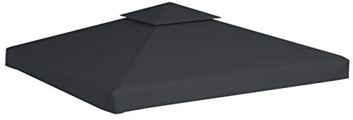 Gecheer Pavillon Abdeckung Pavillon-Dachplane Pavillondach Ersatzdach 310 g/m² 3 x 3 m (L x B) Pavillon-Dachbezug Pavillonabdeckung Gartenplane für Festzelt Gartenzelt Gartenpavillon Dunkelgrau