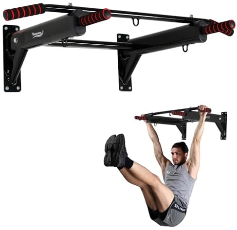 Novonova Barre de Traction Murale, Barre Traction Murale avec Poignée en Mousse Antidérapante, Barre de Tractions Domicile, Multi-Grip Pull Up Bar&Barre a Traction en Acier, Charge 250KG