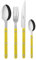 Sabre Paris | Ensemble de Couverts de Table 4 pièces Bistrot, Couleur Jaune et Finition Brillante. Comprend Couteau, Fourchette, cuillère à Soupe et Petite cuillère en Acier Inoxydable.