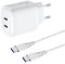 25W Cargador USB C y Cable para Samsung Galaxy A55 5G/A15 A16 A56 A36 A54 A25 A34 A14 A53 A23 A33 A05S A04S A13 A12/S25 S24 Plus/S22 S23 FE/A52/iPhone 16e 15/16 Pro Enchufe Móvil Cabezal Carga Rápida