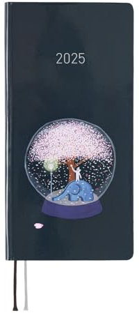 Hobonichi Techo 2025 Weeks [Englisch/Hoch und Schlank/Januar Start/Planer] Hiroko Kubota: Night Cherry Blossom Snow Globe