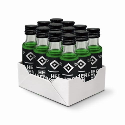 HERZRASEN HSV Edition Vodka 40% Vol. 12 x 0.02 l Vodka Shots | Handgemachter Hamburger Vodka mit 40% Vol. im 12er Set, mild & vollmundig, ideal als Geschenk für HSV & Hamburg Fans