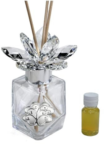 DLM-A223 Bomboniere profumatore diamante in vetro fiore in cristallo brillante profumo e scatola regalo Albero della vita Battesimo bimbo bimba Comunione Cresima Matrimonio quadrifoglio portafortuna