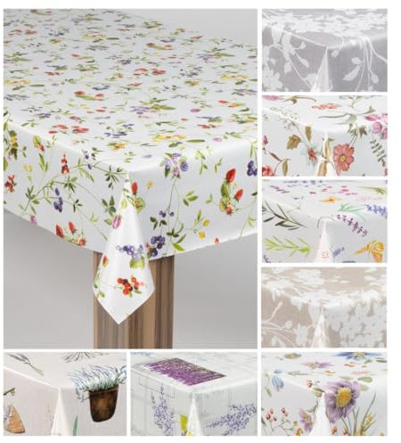 laro Wachstuch-Tischdecke Wachstischdecke Gartentischdecke, Muster:Blumen Hagebutten, Größe:100x140