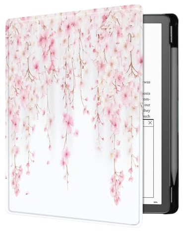 Custodia Per Kindle Scribe - Custodia In Pelle Pu Con Funzione Di Sospensione Automatica Per Kindle Scribe 10.2 2022 Rilasciato Con Portapenne, Fiori Di Ciliegio Rosa