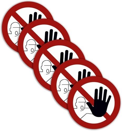 5 Stück XXL Zutritt verboten Aufkleber Ø 21cm Sticker kein Durchgang für unbefugte Personen verboten Verbotszeichen mit UV Schutz von SVENOVA