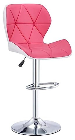 Drehbarer Barhocker mit verstellbarer Höhe und bequemer Rückenlehne, rosa und weiß, Barhocker für Küche, Pub, maximale Belastung 120 kg