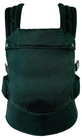Qusy Mini Ergonomische Babytrage | Ultraleicht (385g) & Verstellbar | Ab Geburt bis 15 kg | Weiche Bambus-Baumwollmischung | Komfort für Eltern & Babys Dark Forest