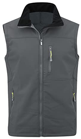 YOUTHUP Men's Softshell Waterproof Gilets Lightweight Breathable Micro Fleece Windproof Vest Outerwear Hiking Biking Cycling Jacket