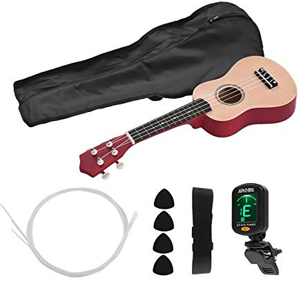 Matybobe Ukulele soprano acustico colorato da 53,3 cm in legno di tiglio con borsa per il trasporto, corde e plettri, accordatore