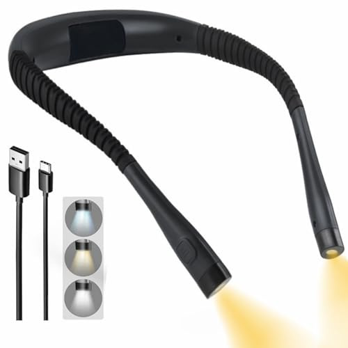 Lumi Crealis Nackenlampe. Nackenlampe Stricken, Buchlampe 3 Farben & 9 Helligkeitsstufen Für Lesen, Biegbare Arme, Leselicht Halslampe Für Lesen Stricken Häkeln Nähen Reparieren