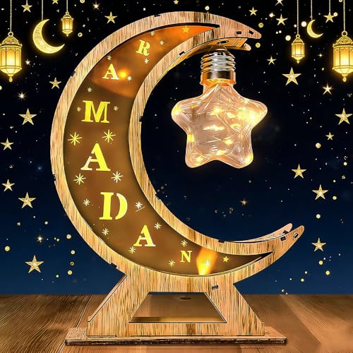 Hojalis Ramadan Deko Laterne, LED Ramadan Lichter Mondlampe, Ramadan Dekoration Lichter, Muslim Islam Eid Ramadan Festival Dekorationen, Ramadan Deko Lampe, Für Partys, Zu Hause Und Als Geschenk