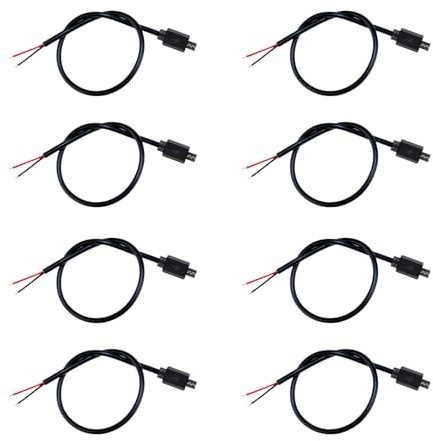 xiongWeiLai 8 Stück Micro USB Pigtail Kabel mit Offenem Ende, 30 cm Stromkabel Micro USB Pigtail, USB Micro Stecker für Strom 5 A, 2-adrig Kupfer PVC, DIY Elektronik für Bastler Werkstatt Projekte
